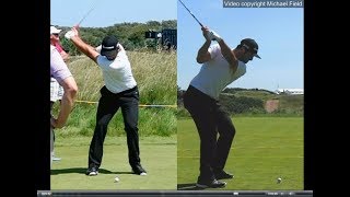 Jon Rahm golf swing  Long Iron faceon amp downtheline July 2017 [upl. by Llehcor538]