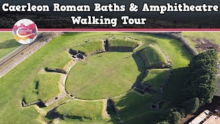 CAERLEON ROMAN BATHS amp AMPHITHEATRE WALES  Walking Tour  Pinned on Places [upl. by Aihsena]