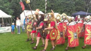 Roman Reenactment at the Amphitheatre in Caerleon Marching In [upl. by Suckram]