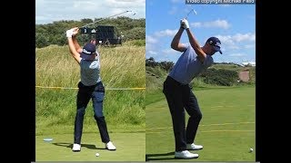 Justin Thomas golf swing  Long Iron faceon amp downtheline July 2017 [upl. by Allimrac]